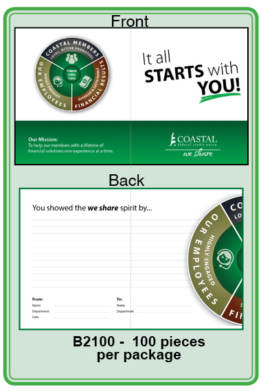 Share Card -It All Starts With You!**<b>Order By: Pack of 100 cards</b>