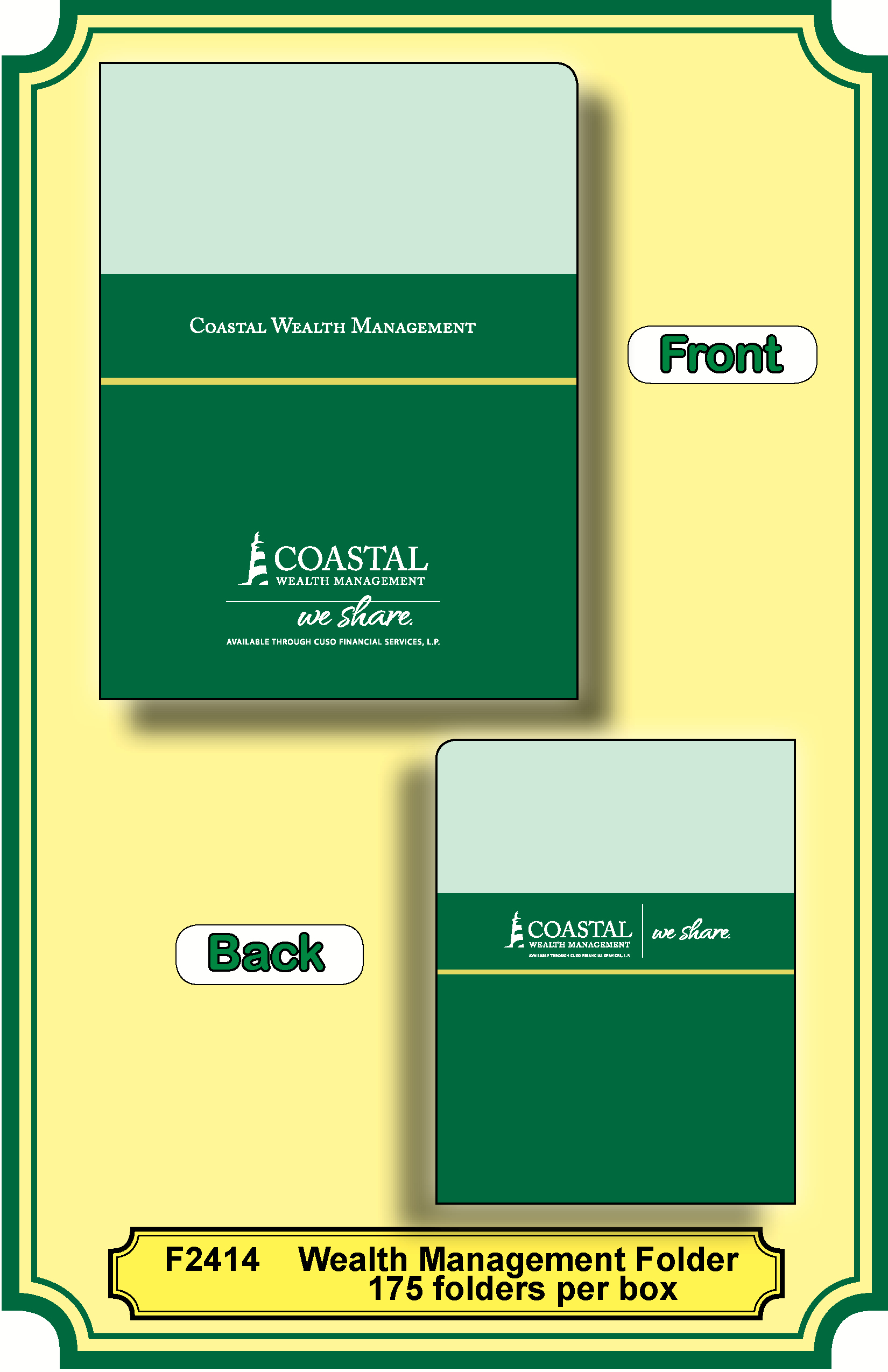 FOLDER-<b>Wealth Management**<b>Order By:Box of 175 folders</b>