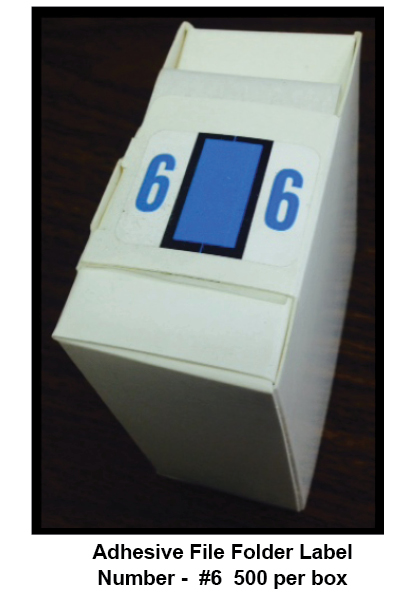  File Folder Tab Label (Number Six)   (<b>Order By: Box of 500 labels<b>)