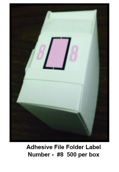  File Folder Tab Label (Number Eight)   (<b>Order By: Box of 500 labels<b>)